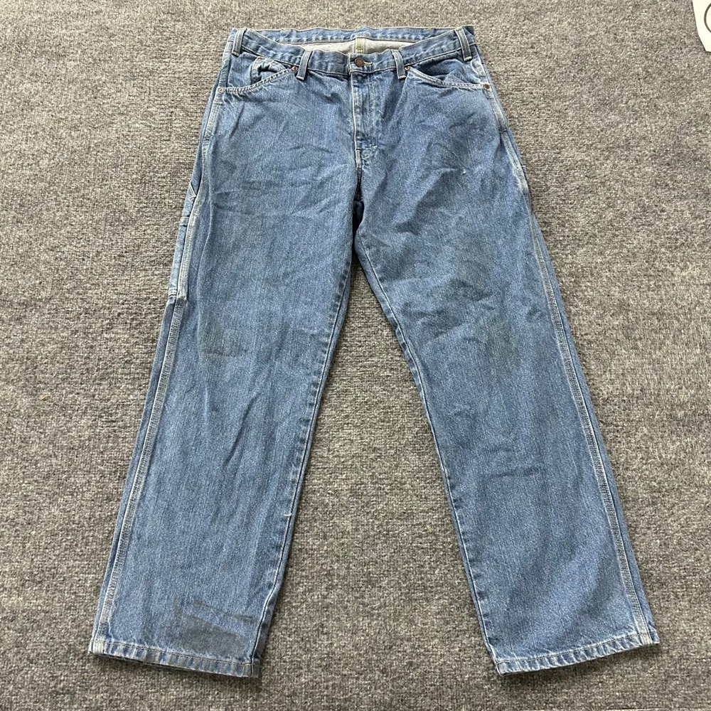 Dickies Carpenter Jeans Mens Size 34x30 Blue Denim Relaxed Fit Utility Workwear
